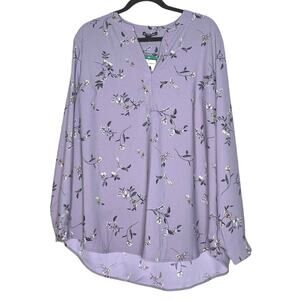 Hilary Radley Top, Purple Floral Shirt, Office, Cottagecore, Spring Blouse